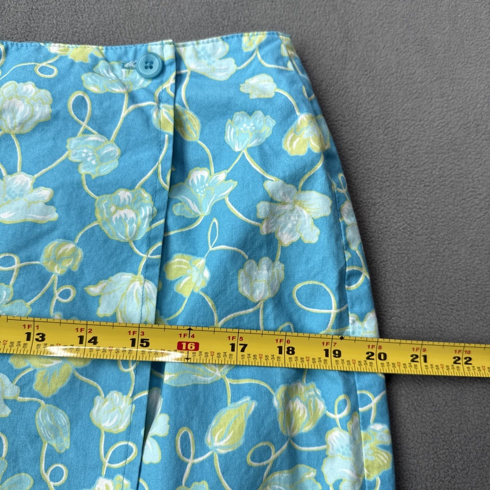Talbots Wrap Skirt Womens 14 Blue Floral Wrap ALine Knee Length Cotton Light - Picture 10 of 11